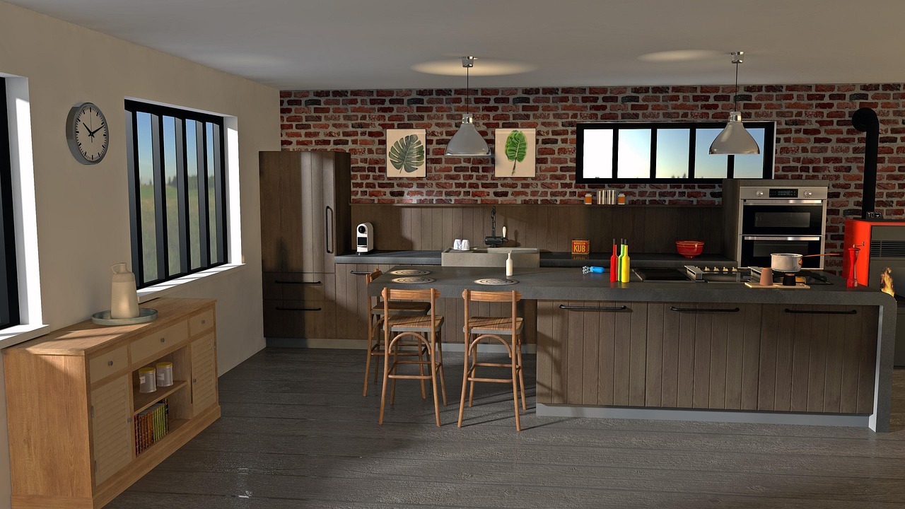 kitchen, interior, design, architecture, interior design, furniture, concept, 3d, render