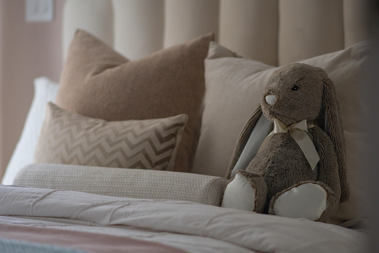 bedroom, bed, stuffed toy, plush toy, pillows, room, home, house, stuffed animal, toy animal, closeup, bedroom, bedroom, bed, bed, bed, bed, bed, home