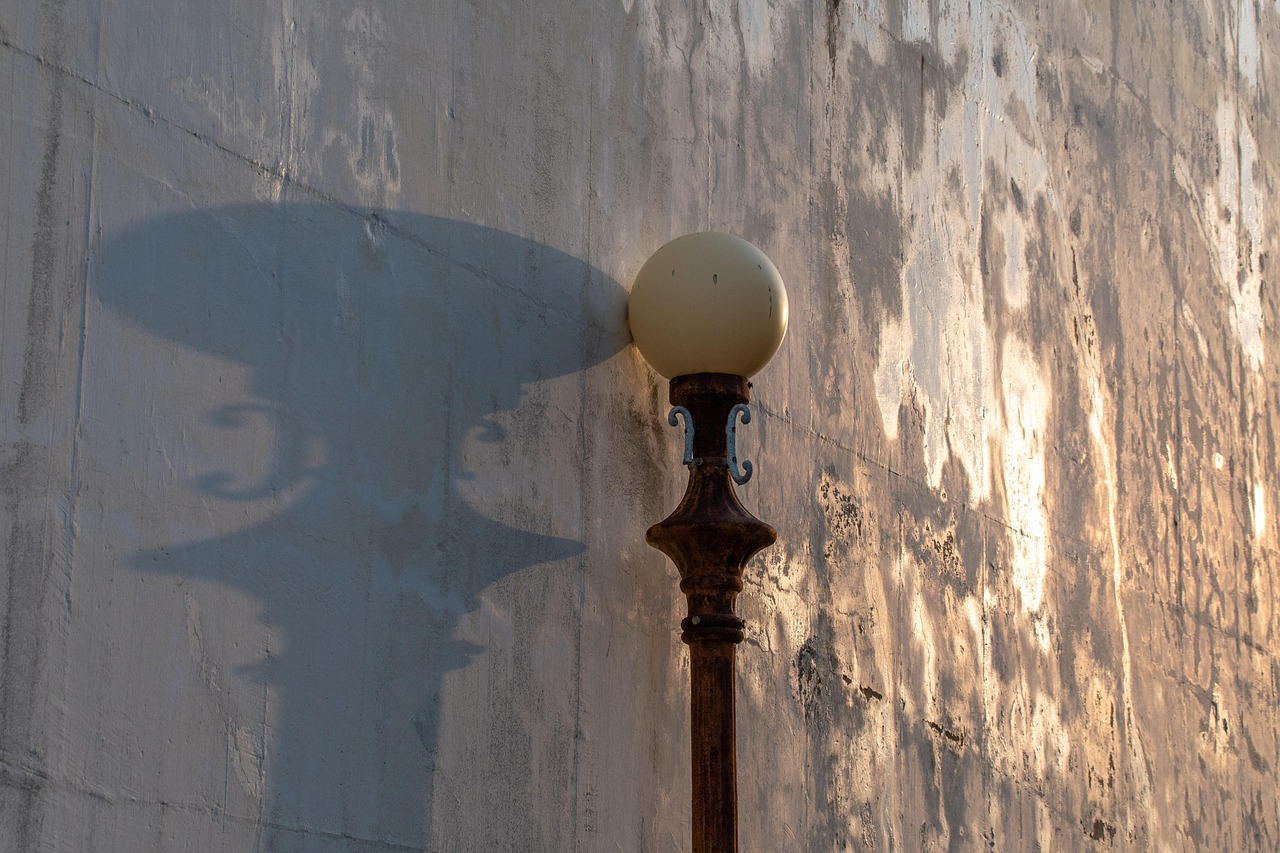lantern, wall, light, morning sun, shadow, wall, wall, wall, wall, wall, shadow, shadow, shadow